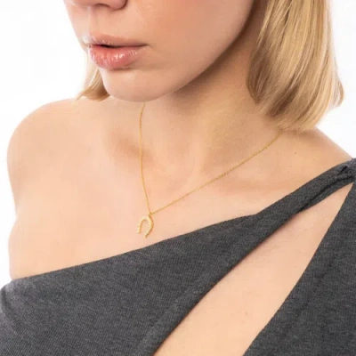 Spero London Sterling Silver Horseshoe Equestrian Necklace In Gold