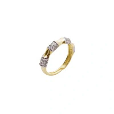 Spero London Bone Sterling Silver Adjustable Ring In Gold
