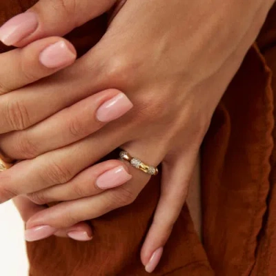 Spero London Bone Sterling Silver Adjustable Ring In Gold