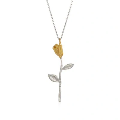 Spero London Gold Color Rose Sterling Silver Necklace In Silver