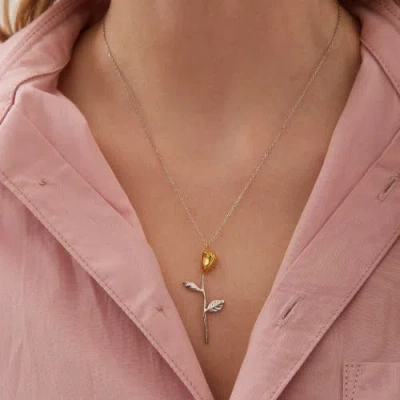 Spero London Gold Color Rose Sterling Silver Necklace In Silver