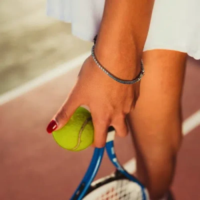 Spero London Sterling Silver Blue Gradient Fine Tennis Bracelet In Metallic