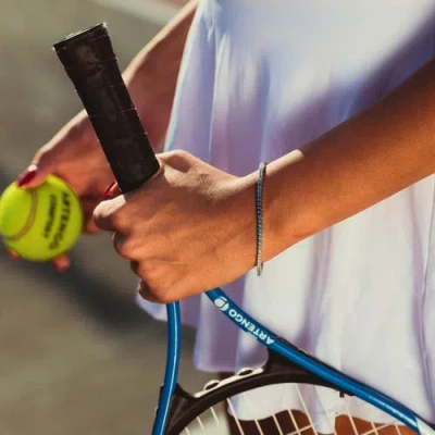 Spero London Sterling Silver Blue Gradient Fine Tennis Bracelet In Metallic