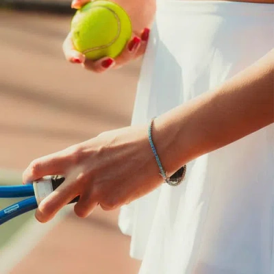 Spero London Sterling Silver Blue Gradient Fine Tennis Bracelet In Metallic