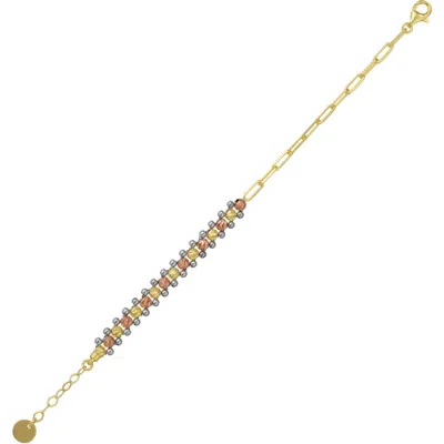 Spero London Dorissa Multi Bead Semi Chain Sterling Silver Bracelet In Gold