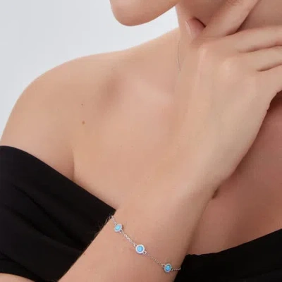 Spero London Blue Opal Jewelled Sterling Silver Bracelet In Silver
