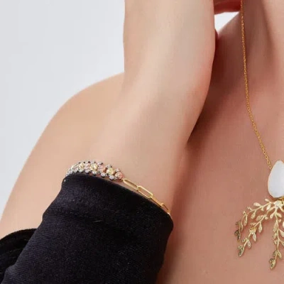 Spero London Dorissa Multi Bead Semi Chain Sterling Silver Bracelet In Gold