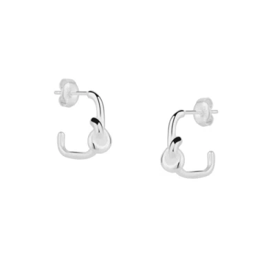 Spero London Semi Hoop Knot Sterling Silver Earrings In Silver