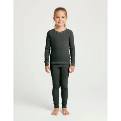 City Threads Girls Soft & Cozy Thermal Long Johns 2-piece Set In Black
