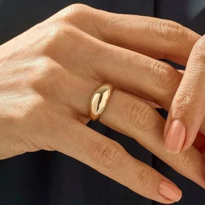 Spero London Sterling Silver Dome Crescent Ring In Gold