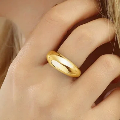 Spero London Sterling Silver Dome Crescent Ring In Gold