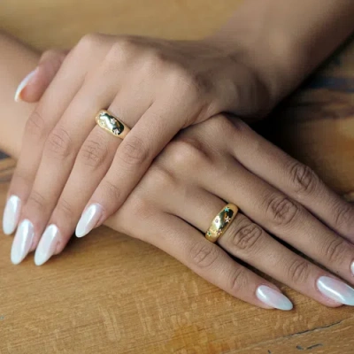 Spero London Celestial Star Sterling Silver Dome Ring With Stones In Gold