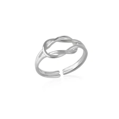 Spero London Knot Sterling Silver Adjustable Ring In Metallic