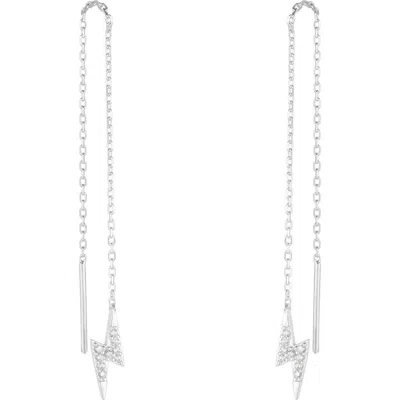 Spero London Lightning Bolt Sterling Silver Chain Drop Earrings In Metallic