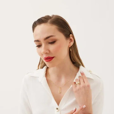 Spero London Sterling Silver Jewelled Safety Pin Necklace With Beaded Chain In Gold