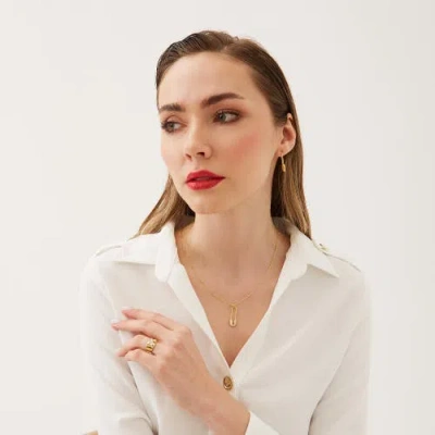 Spero London Sterling Silver Jewelled Safety Pin Necklace With Beaded Chain In Gold