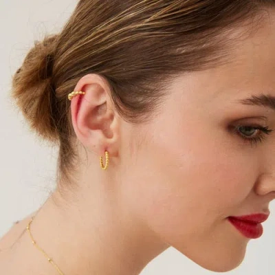 Spero London Bead Hoop Sterling Silver Earring In Gold
