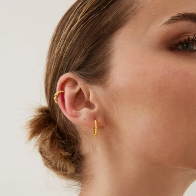 Spero London Bead Hoop Sterling Silver Earring In Gold