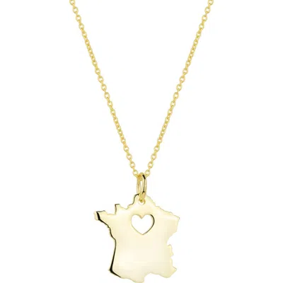 Spero London Love France Map Heart Necklace Sterling Silver In Gold