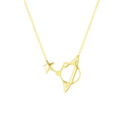 Spero London Sterling Silver Saturn Necklace In Gold