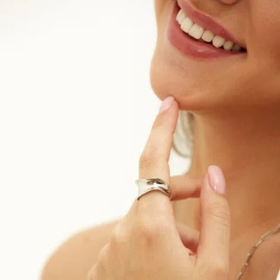 Spero London Large Contour Stack Sterling Silver Ring In Silver