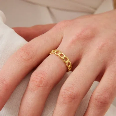 Spero London Sterling Silver Chain Ring In Gold