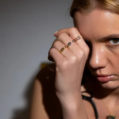 Spero London Sterling Silver Safety Pin Ring In Gold