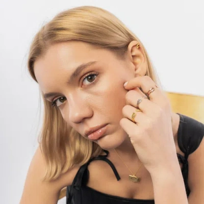 Spero London Sterling Silver Safety Pin Ring In Gold