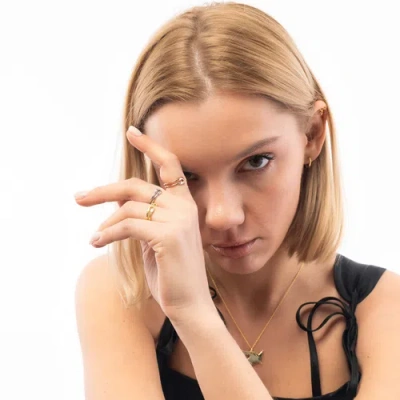 Spero London Sterling Silver Safety Pin Ring In Gold