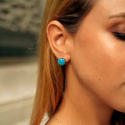 Spero London Round Opal High Quality Sterling Silver Earrings In Silver