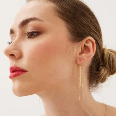 Spero London Sterling Silver Dorica Chain Bead Drop Earring In Metallic