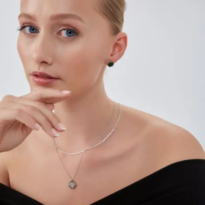 Spero London Rectangular Link Chain Sterling Silver Necklace In Metallic