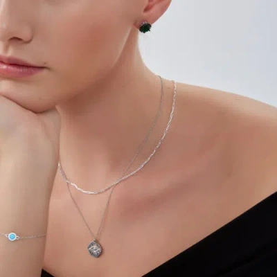 Spero London Rectangular Link Chain Sterling Silver Necklace In Metallic