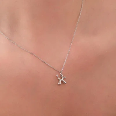 Spero London Balloon Dog Poodle Necklace In Sterling Silver In Metallic