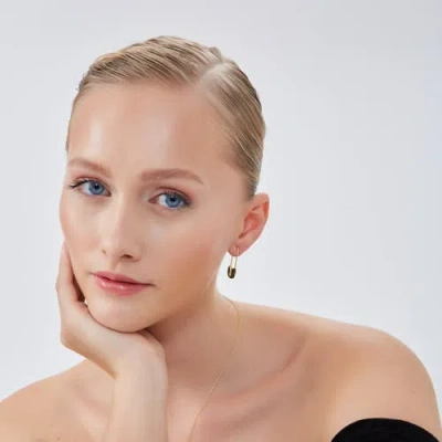 Spero London Black Pave Safety Pin Earring Jewelled Sterling Silver In Gold