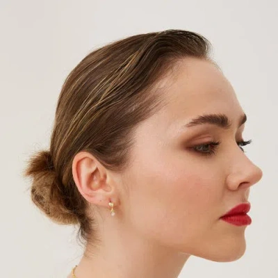 Spero London Heart Huggie Hoop Drop Earrings In Gold