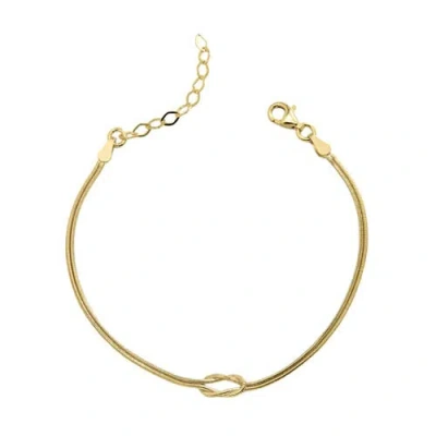 Spero London Sterling Silver Snake Chain Knot Bracelet In Gold