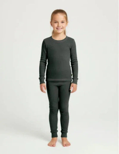 City Threads Girls Soft & Cozy Thermal Long Johns 2-piece Set In Green