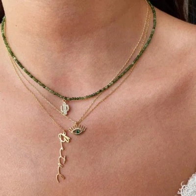 Spero London Emerald Eye Evil Eye Sterling Silver Necklace In Gold