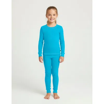 City Threads Girls Soft & Cozy Thermal Long Johns 2-piece Set In Blue