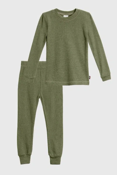 City Threads Girls Soft & Cozy Thermal Long Johns 2-piece Set In Green