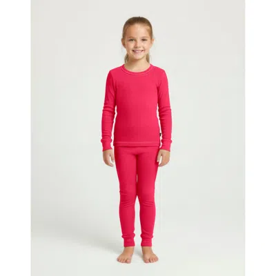 City Threads Girls Soft & Cozy Thermal Long Johns 2-piece Set In Red