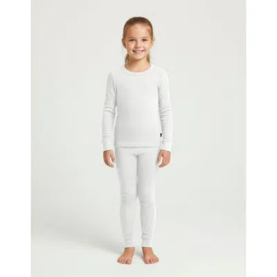 City Threads Girls Soft & Cozy Thermal Long Johns 2-piece Set In White