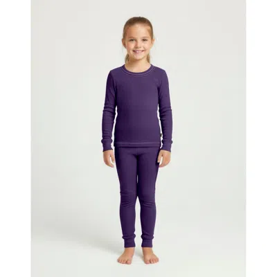 City Threads Girls Soft & Cozy Thermal Long Johns 2-piece Set In Purple