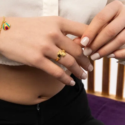 Spero London New Hug Ring With Hands Sterling Silver And Gold Plated In Gold