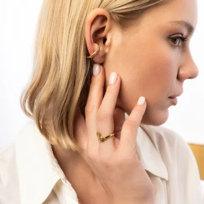 Spero London New Hug Ring With Hands Sterling Silver And Gold Plated In Gold