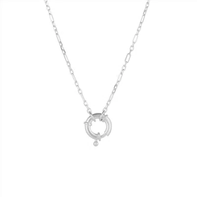 Spero London Large Lock Sterling Silver Chain Necklace In Metallic