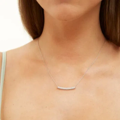 Spero London Sterling Silver Concave Bar Necklace In Metallic