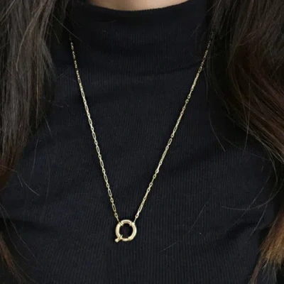 Spero London Large Lock Sterling Silver Chain Necklace In Metallic