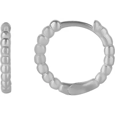 Spero London Bead Hoop Sterling Silver Earring In Metallic